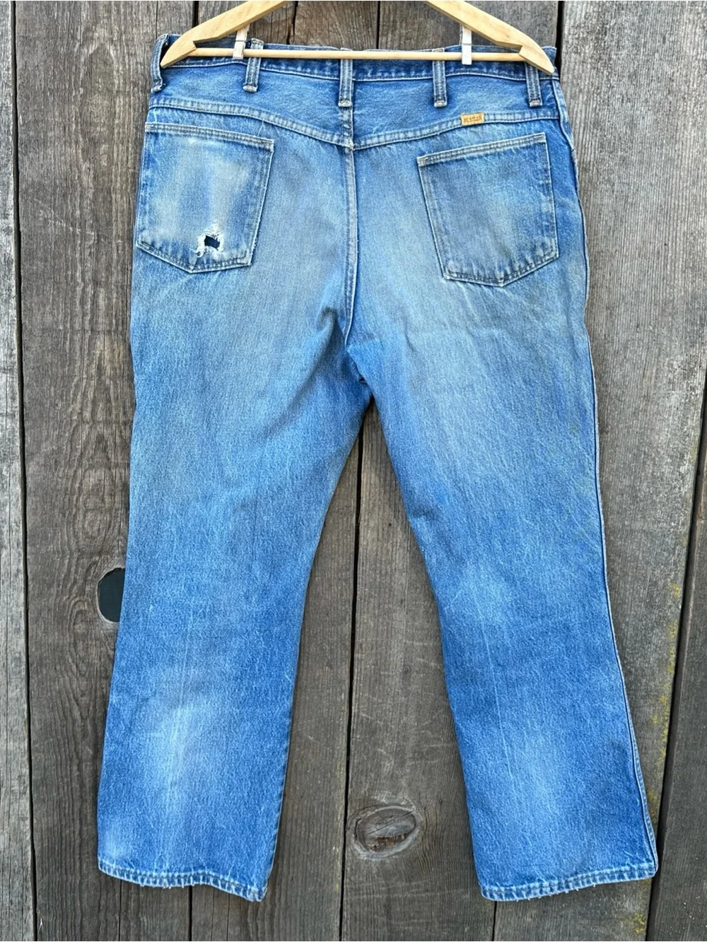 VTG 70s-80s Rustler Jeans Yellow Tag Distressed 36 x 30